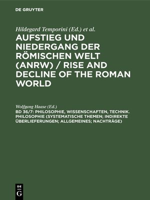 cover image of Philosophie, Wissenschaften, Technik. Philosophie (Systematische Themen; Indirekte Überlieferungen; Allgemeines; Nachträge)